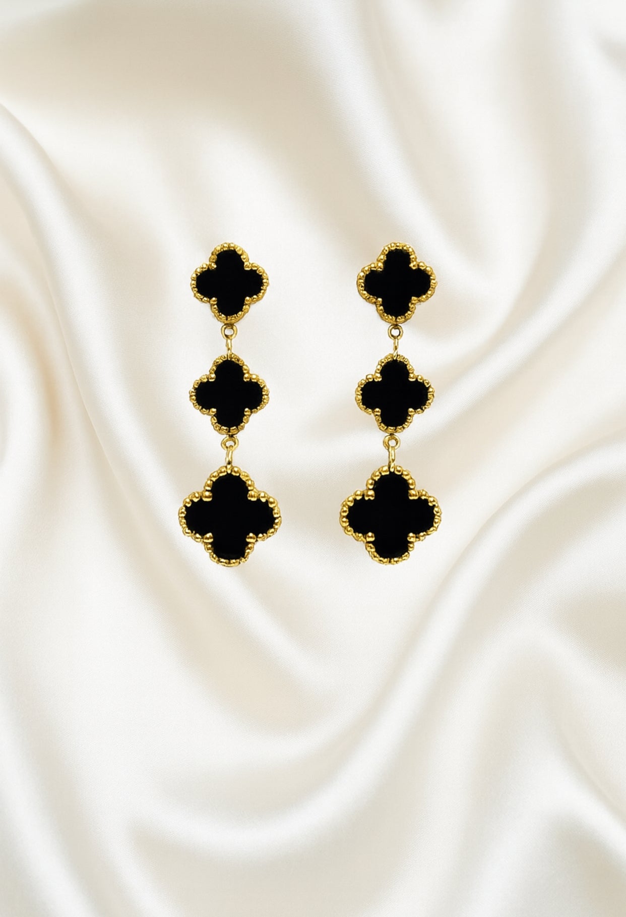 Midnight Clover Drop Earrings