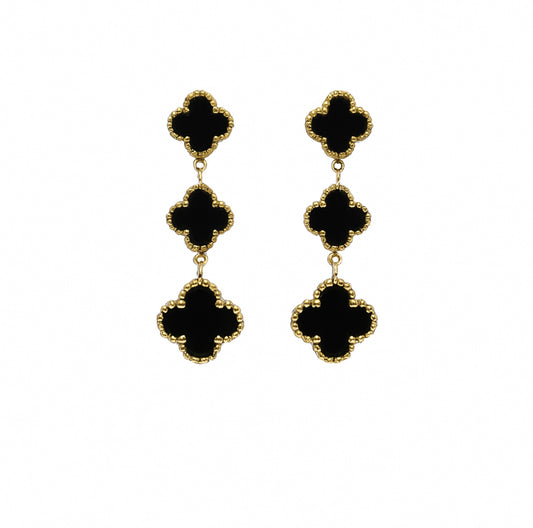 Midnight Clover Drop Earrings