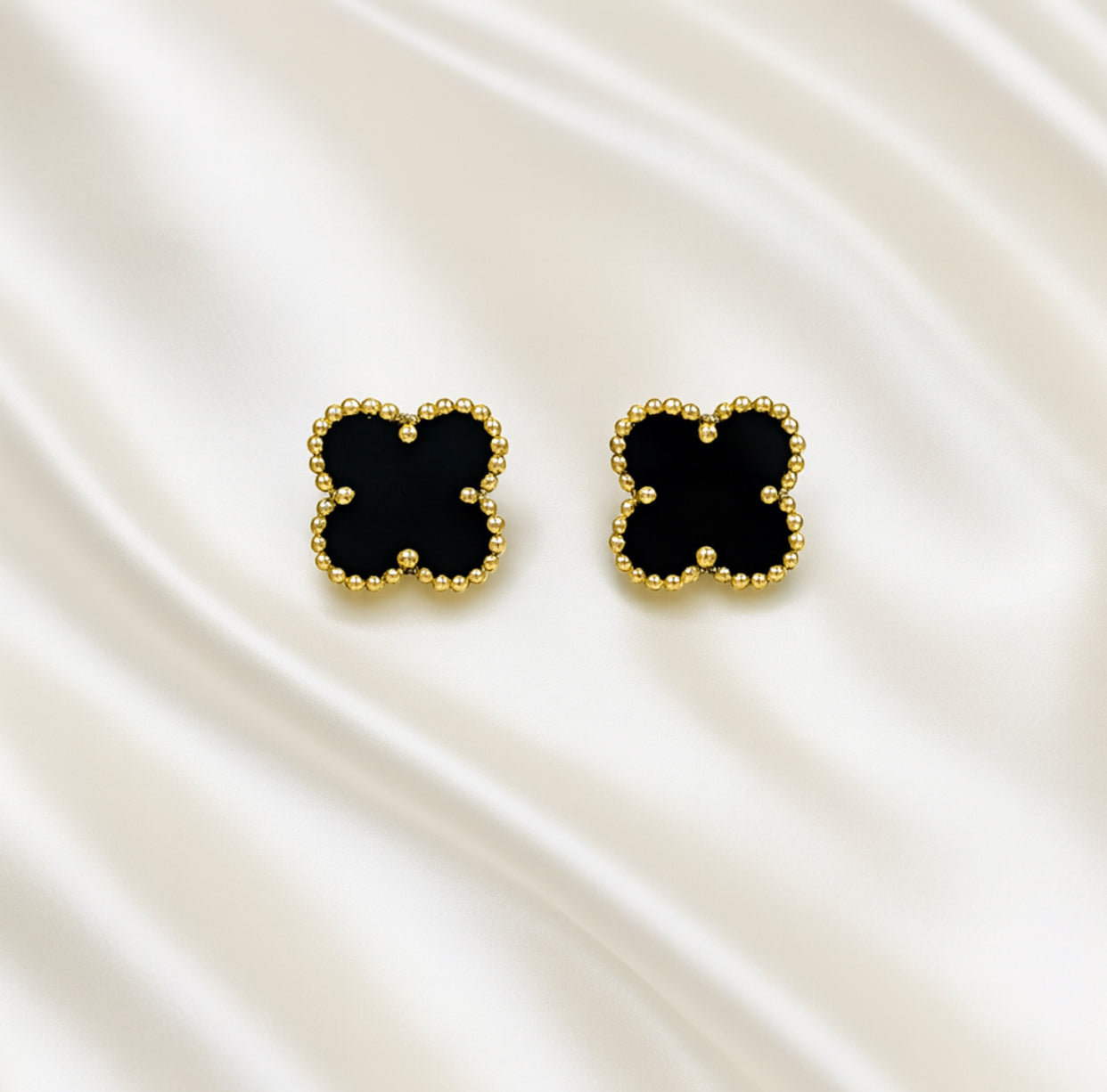 Midnight Clover Stud Earrings